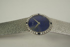 Piaget 9706 A6 Diamond Bracelet Watch factory lapis dial dates 1970's 18k white gold vintage pre owned for sale houston fabsuisse