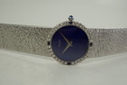 Piaget 9706 A6 Diamond Bracelet Watch factory lapis dial dates 1970's 18k white gold vintage pre owned for sale houston fabsuisse