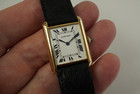 Cartier Classic Tank Paris w/ Cartier deployment 18k yellow gold c. 1980's vintage pre owned for sale houston fabsuisse