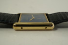 Cartier Tank Vermeil .925 blue lapis dial w/ box mint c. 1980's gold plated pre owned for sale houston fabsuisse