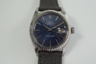 Rolex 1603 Datejust stainless steel w/ original blue pie pan dial c. 1972 vintage pre owned for sale houston fabsuisse