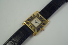 Cartier Quadrant 18k gold & enamel factory service papers & box c. 1980's pre owned for sale houston fabsuisse