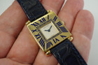 Cartier Quadrant 18k gold & enamel factory service papers & box c. 1980's pre owned for sale houston fabsuisse