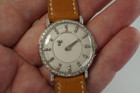 Longines Mystery Dial diamond bezel & lugs w/ 14k white gold case c. 1959 pre owned for sale houston fabsuisse