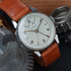 Vintage E. Gubelin Triple Calendar Watch Stainless Steel 1940s Pointer Date