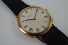 BRAND:                          Patek Philippe
MODEL:                          Calatrava
CASE MATERIAL:           18k yellow gold
CASE MEASURES:          33 x 39 mm
MOVEMENT:                   Automatic
FUNCTIONS:                   Time
CONDITION:                    Fine
See it in our eBay store.

A fine vintage Patek Philippe Calatrava reference 3591, crafted during the 1970s. A classic from Patek’s popular model featuring a thin profile housing an automatic movement, silver-tone dial with black marker hands and Roman numerals, and subtle stepped bezel. Suitable for all occasions. Modeled on 6 inch wrist.

Toning on case.
Original dial, hands and crown. 
Case measures 33 x 39 mm, 6.5 thick.
Patek cal., 28-255, 36 jewels automatic. 
2 seals of Geneva.
Movement# 12813xx Case# 5220xx
Sapphire crystal.
Patek black lizard strap (80% condition approximate).
Patek gold buckle. 
18mm between lugs.