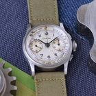 Chase Watch Co. Vintage Chronograph Valjoux 69 Staybrite Steel 1940s 26.5mm
