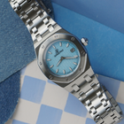 Audemars Piguet Royal Oak Ladies Blue Tapisserie Quartz  67600ST.OO.1210ST.02