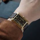 Cartier 1970s Jumbo Stepped Tank Brown Dial London Ref. 471 Gold-Plated 28mm