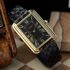 Cartier 1970s Jumbo Stepped Tank Brown Dial London Ref. 471 Gold-Plated 28mm