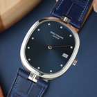 Rare Patek Philippe Ellipse 3930A Stainless Steel Blue Diamond Dial Watch