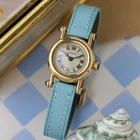 Cartier Diabolo Mini 18K Yellow Gold Quartz Watch Blue Cabochon Roman Dial