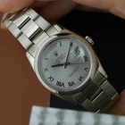 Rolex Day-Date 118209 18k White Gold Silver Roman Dial Oyster Bracelet Box Papers 2001