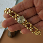 Vintage Rolex 14K Gold Bracelet Watch Nugget Link Manual Wind 1970s