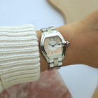 Cartier Roadster Small Coral Sunburst Dial Steel Quartz W62054V3