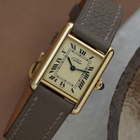 Cartier Tank Must Small Vermeil Quartz Ivory Dial 1990s Gold Plated Silver