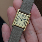 Cartier Tank Must Small Vermeil Quartz Ivory Dial 1990s Gold Plated Silver