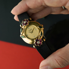 Vintage Van Cleef & Arpels 18k Yellow Gold Ruby Emerald Diamond Floral Quartz Watch 1980s
