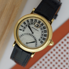 Gerald Genta G.3734 Bi-Retro Jump Hour 18K Yellow Gold Automatic 1990s MOP Dial Box Papers
