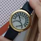 Gerald Genta G.3734 Bi-Retro Jump Hour 18K Yellow Gold Automatic 1990s MOP Dial Box Papers