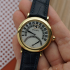 Gerald Genta G.3734 Bi-Retro Jump Hour 18K Yellow Gold Automatic 1990s MOP Dial Box Papers