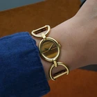 Vintage Chopard L.U.C. Tiger’s-Eye Stirrup Watch 18k Yellow Gold 1970s