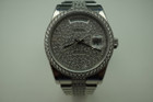 ROLEX 118346 PLATINUM DAY DATE PAVE DIAL & FACTORY BRACELET ALL ORIGINAL