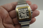 Cartier 2656 Santos XL 100 yr anniversary steel & 18k yellow gold c. 2004 modern for sale houston fabsuisse