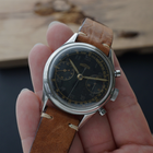 Angelus Chronograph vintage black gilt dial cal. 215 stainless steel 1950s  fabsuisse