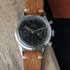 Angelus Chronograph vintage black gilt dial cal. 215 stainless steel 1950s  fabsuisse