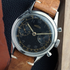 Angelus Chronograph vintage black gilt dial cal. 215 stainless steel 1950s  fabsuisse
