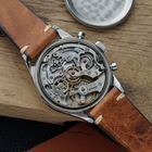 Angelus Chronograph vintage black gilt dial cal. 215 stainless steel 1950s  fabsuisse