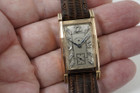 Lord Elgin  vintage Rectangle diamond dial w/ sub second 14k rose gold 1940's unpolished case very good condition for sale houston fabsuisse