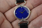 Piaget Ladies Watch 18k white gold Lapis & diamond dial all original #9212 rare model 1960-70's all signed really good condition pre owned for sale houston fabsuisse