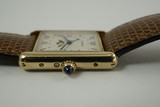 Cartier Tank moonphase calendar w/ deployment  and box dates 1990's modern pre owned for sale houston fabsuisse