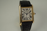 Cartier 2441 Tank Louis 18k sweeps second date w/ Cartier box c. 2000's modern pre owned for sale houston fabsuisse