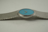 Paiget 9821 Ladies Bracelet Watch 18k white gold c. 1990's turquoise dial modern all original for sale houston fabsuisse
