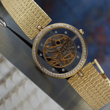 Gerald Genta 1980s Skeleton Diamond 18k Gold Convertible Bracelet G2098