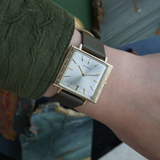 Longines 1970s Oversized Greek Key Bezel 14k Yellow Gold Manual Wind