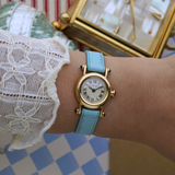 Cartier Diabolo Mini 18K Yellow Gold Quartz Watch Blue Cabochon Roman Dial