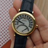 Gerald Genta G.3734 Bi-Retro Jump Hour 18K Yellow Gold Automatic 1990s MOP Dial Box Papers