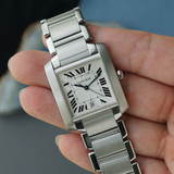 Cartier Tank Française W51002Q3 28mm Automatic Stainless Steel Guilloche Dial