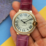 Cartier Ballon Bleu WJBB0031 18k Rose Gold Factory Diamond Bezel Automatic
