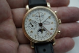 WALDEN INTERNATIONAL CHRONOGRAPH 18K ROSE GOLD FULL CALENDAR 24 HR HAND 1980'S PRE-OWNED FOR SALE HOUSTON FABSUISSE