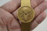 Corum $20 Coin Watch Double Eagle w/ original bracelet Mint c. 2000's 18k yellow gold for sale houston fabsuisse