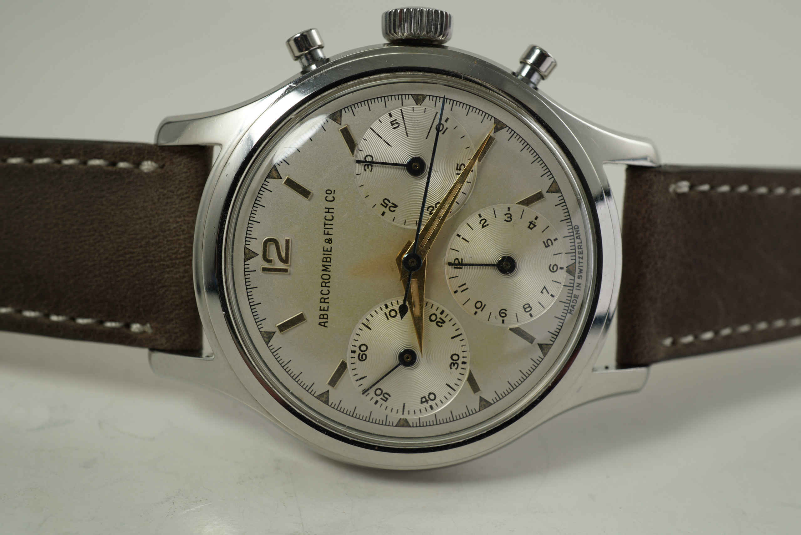 Heuer Abercrombie & Fitch 2444 Chronograph stainless steel c. 1960's