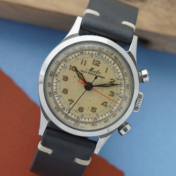 1940s Mido Multi-Centerchrono Chronograph François Borgel Stainless Steel Case 35 mm