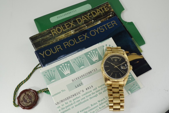 Rolex 18248 Day Date President 18k complete set  box papers and tags datees 1990's pre owned for sale houston fabsuisse