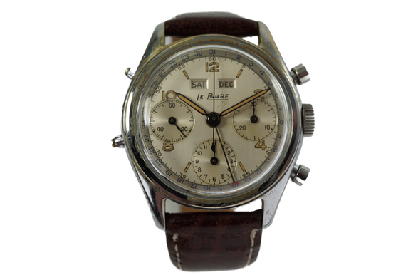 Le Phare Calendar Chronograph Swiss original dial dates 1950 pre owned vintage for sale houston fabsuisse