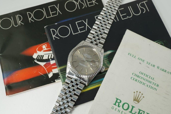 Rolex 16030 Datejust w/ papers & booklets stainless steel sold 1981 vintage automatic pre owned for sale houston fabsuisse